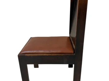 Art Deco Modernist Side Chair with Leather Seat, 1930s